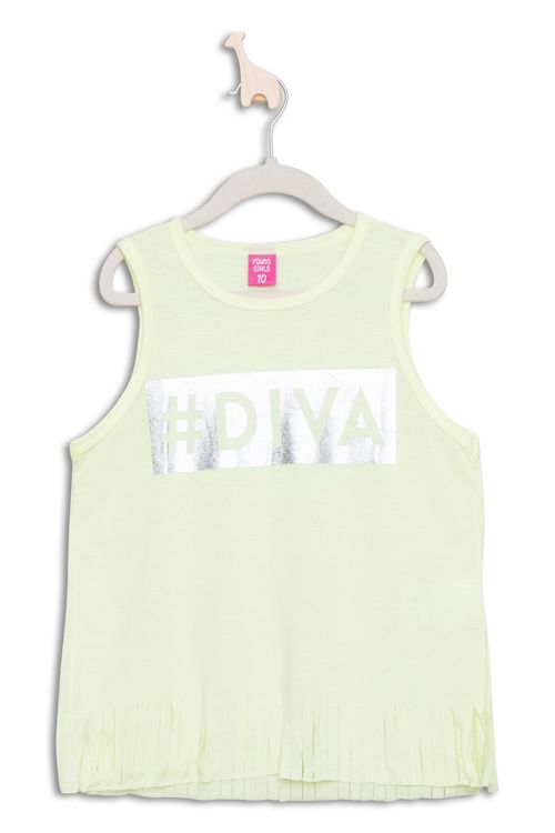 Regata Juvenil com Estampa DIVA Amarela Tam 10 a 16