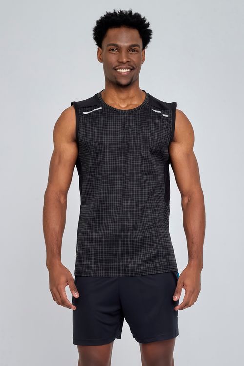 Regata Masculina Esporte Mesh Preta Dry Fit