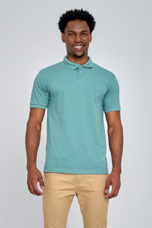 POLO MASC MC PROMO PIQUET MINIPRINT VERD - VERDE