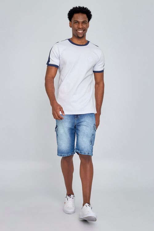 Bermuda Masculina Cargo Jeans Médio