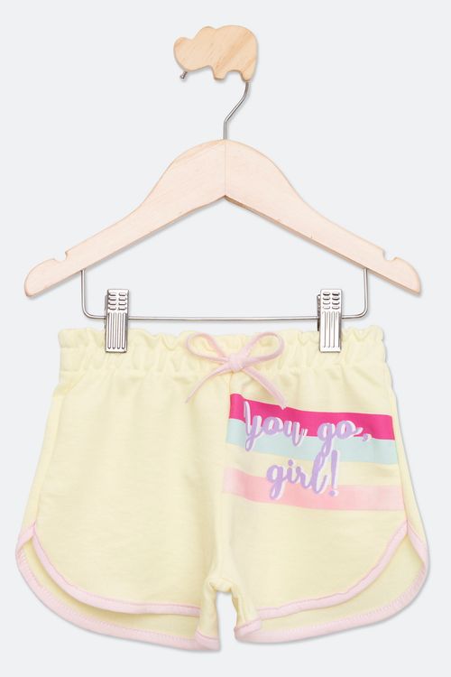 Shorts Infantil Estampado Amarelo Neon Tam 4 a 8