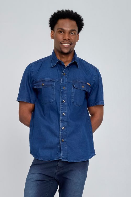 Camisa Jeans Escuro Claro