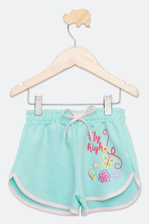 Shorts Infantil Estampado Verde Claro Tam 4 a 8