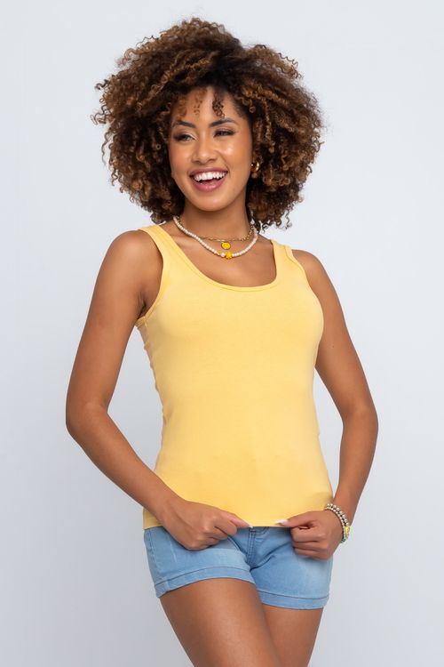 Blusa Feminina Promo Alça Larga Amarelo Claro