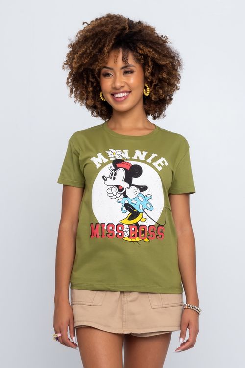 Top Feminino Promo Minnie Miss Boss Verde Escuro