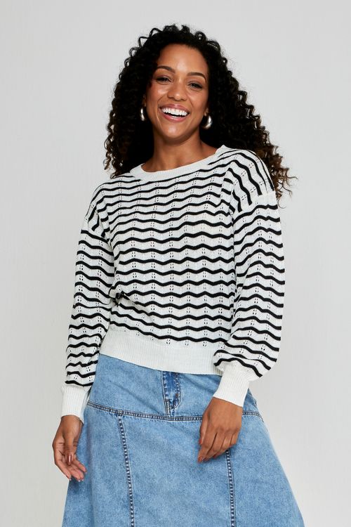 Suéter Feminino Preto e Branco