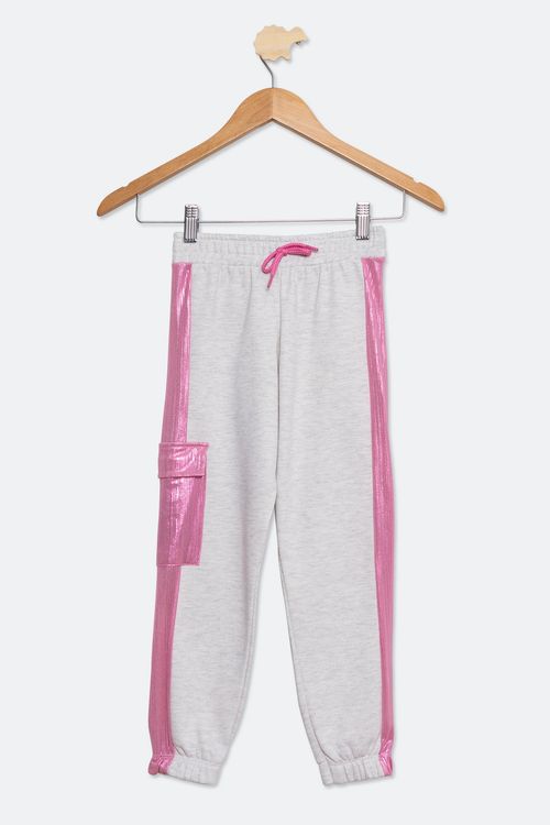 Calça Moletom Infantil Meninas Jogger Mescla Tam 4 a 8