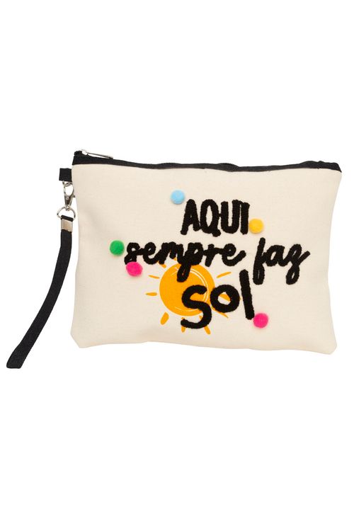 Necessaire Praia Pompom Sol Bege