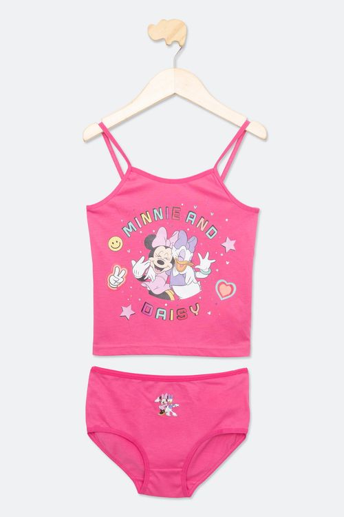 Conjunto Infantil Regata e Calcinha Minnie Margarida Pink 4-10