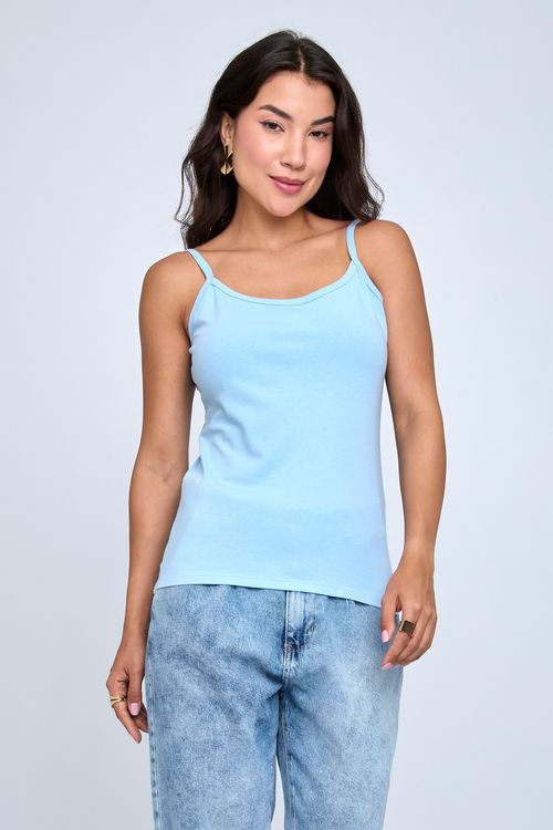 BLUSA FEM PROMO ALCA FINA AZL - AZUL CLARO