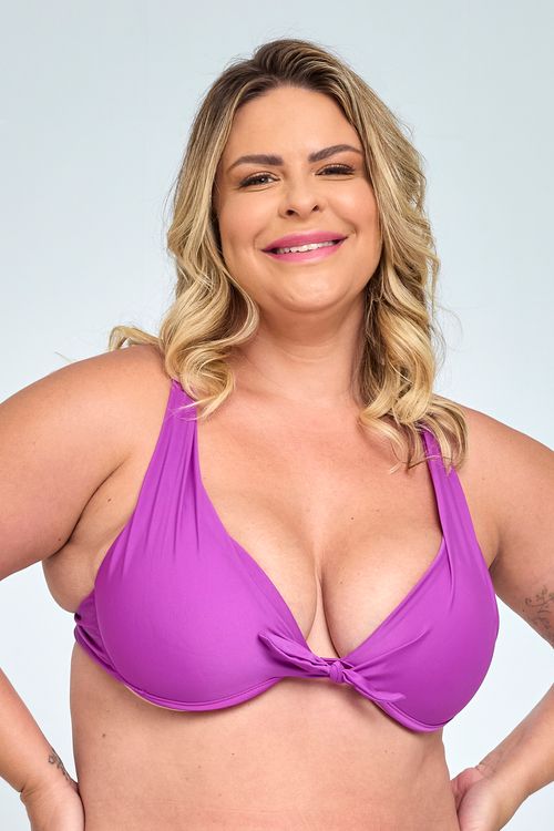 Biquíni Feita Pra Mim Feminino Top Meia Taça Roxo. Modelo Plus Size.