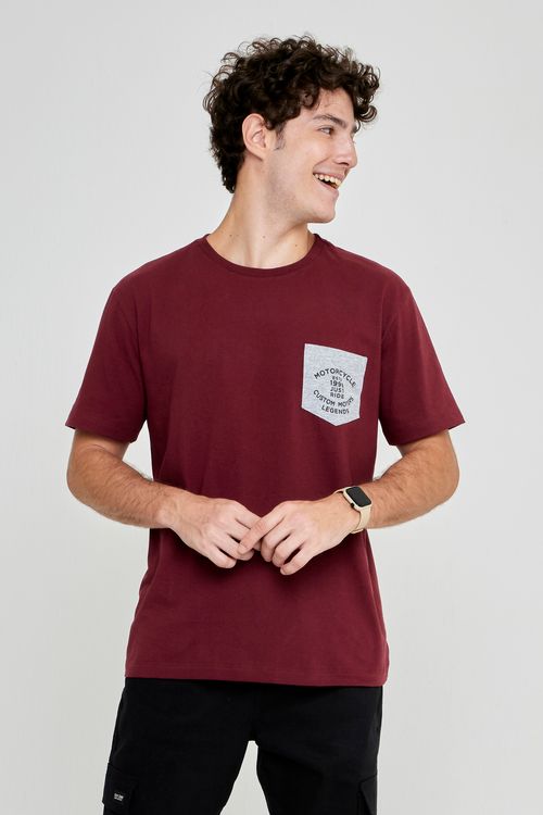 Camiseta Masculina Manga Curta Vinho