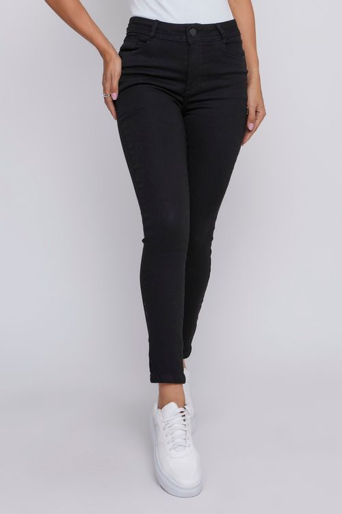 Calça Feminina Skinny com Pala Cora Jeans Black