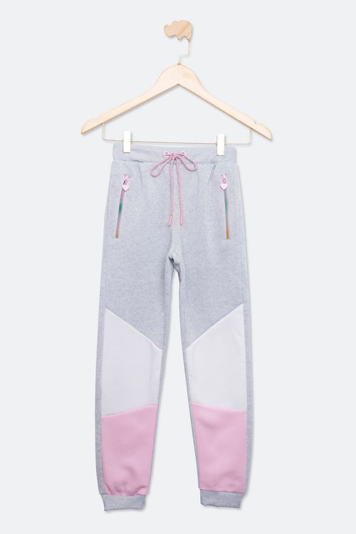 Calça Infantil Menina Fleece Mescla Tam 10 a 16