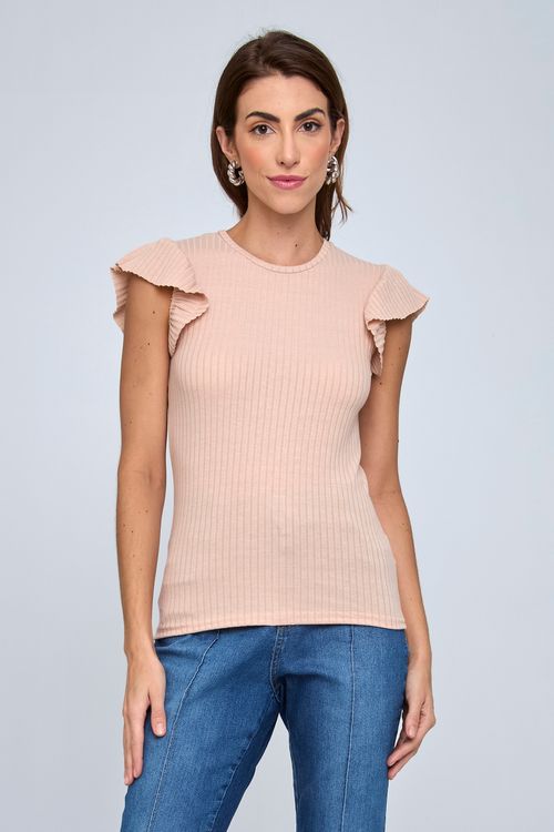 Blusa Feminina com Babados Bege