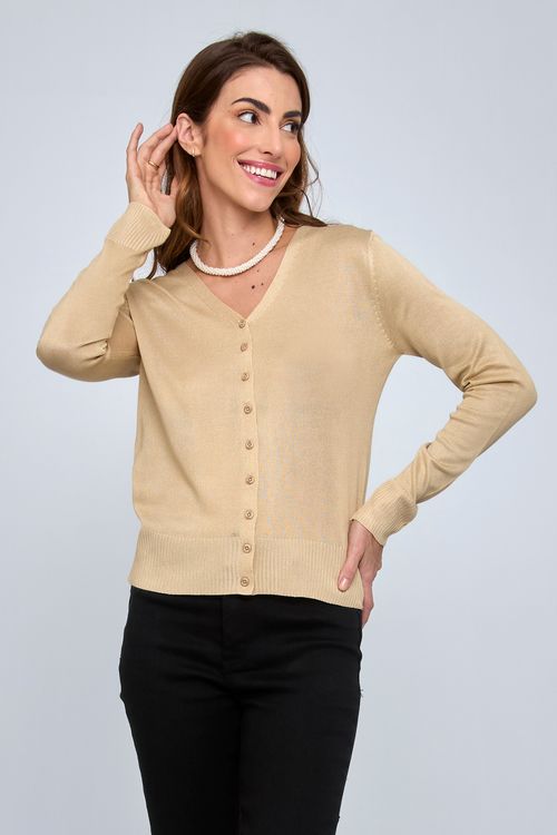 Cardigan Feminino Básico Areia