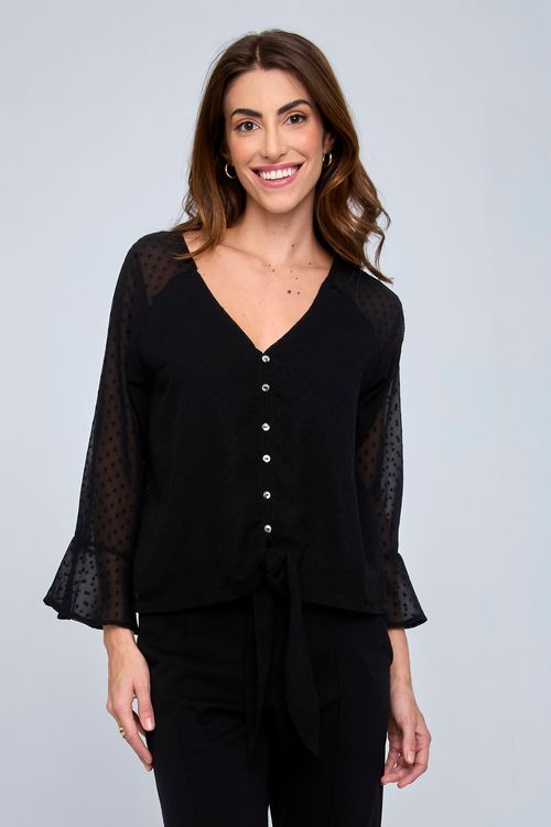 CAMISA ML POA FEM CTY FCIC404 PRETO - PRETO