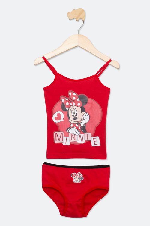 Conjunto Infantil Regata e Calcinha Minnie Vermelho Tam 4 a 10