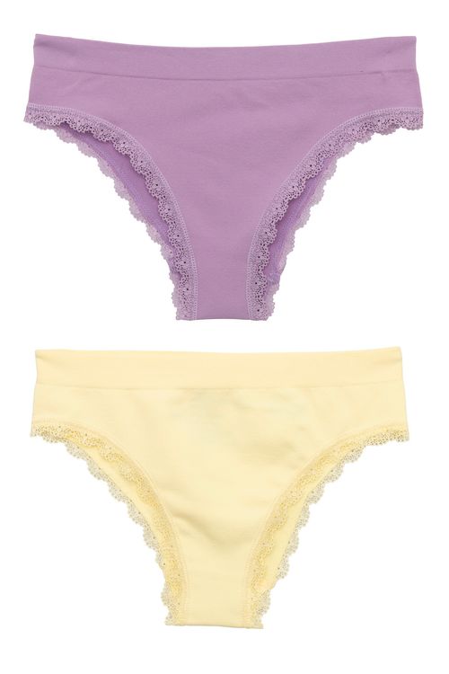 Kit Calcinha Infantil Lilás e Amarelo