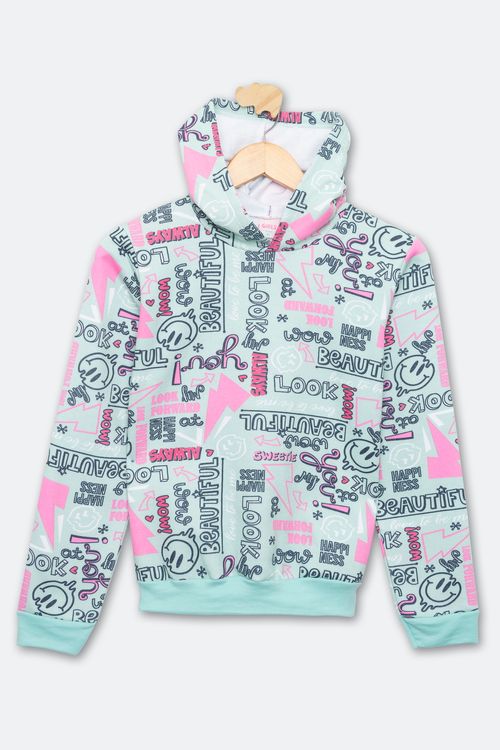 Blusa de Moletom Infantil Masculina Tam 10 a 16 Anos Verde Claro