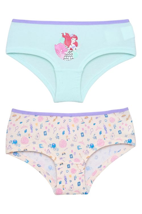 Kit 2 Calcinhas Infantis Princesas Rosa Claro e Azul