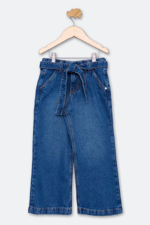 Calça Infantil Wide - Jeans Escuro - Tamanho 4 a 8 anos