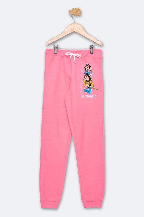 Calça Infantil de 4 a 10 anos Princesas Rosa Neon