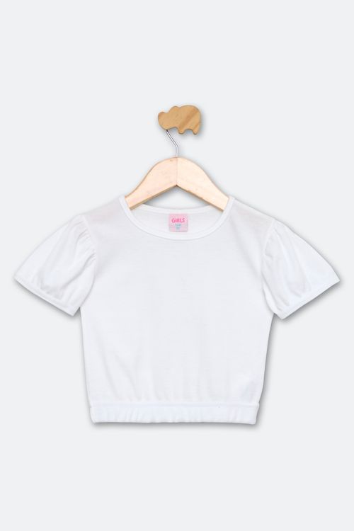Blusa Juvenil Cropped Off White Tam 10 a 16