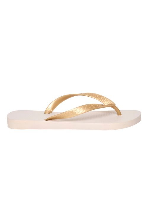 Chinelo Ipanema Feminino Clássico Bege e Dourado