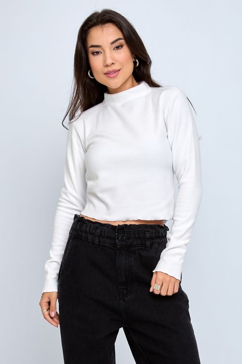 Blusa Cropped Feminina Off White