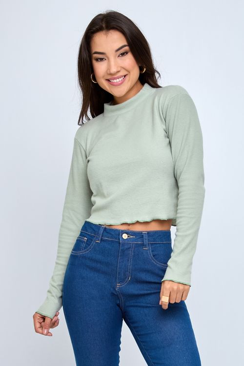 Blusa Cropped Feminina Verde Claro