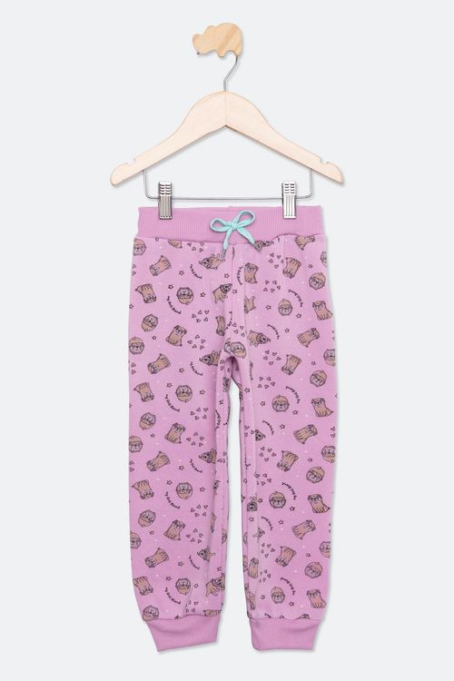 Calça Infantil Menina Tam 1 a 3 Moletom Lilás