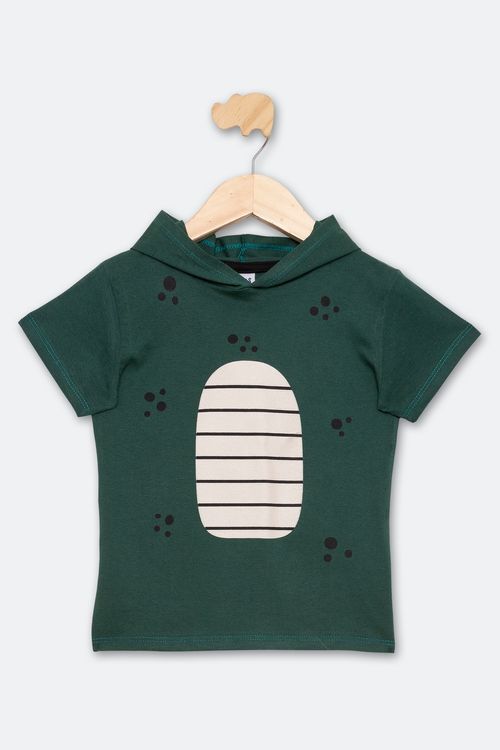 Camiseta Infantil 1 a 3 Anos - Dino - Capuz - Verde