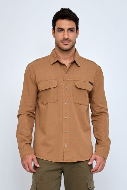 Camisa masc jv 95347 sarja bolso lapela caramelo