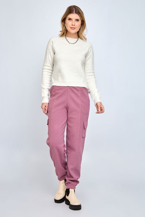Calça Feminina Cargo Rosa Médio