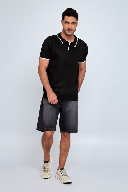 Bermuda Masculina Reta Black Jeans