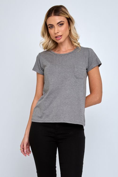 Blusa Feminina Caedu City Mescla Escuro com Bolsinho