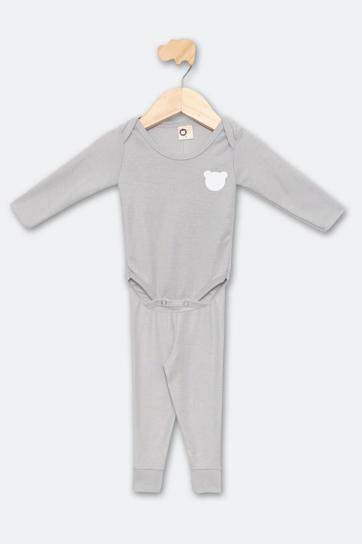 Conjunto Infantil em Ribana Body e Calça Mescla Tam 1 a 3 - imagem 1