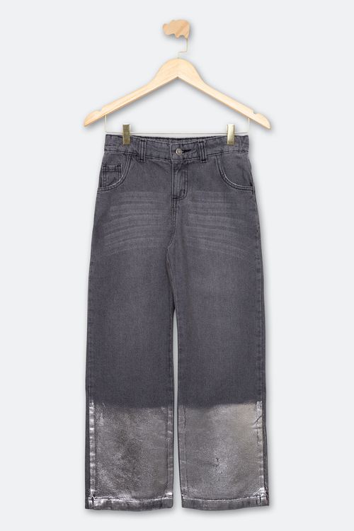 Calça Infantil Wide - Jeans Black - Tamanho 10 a 16 anos