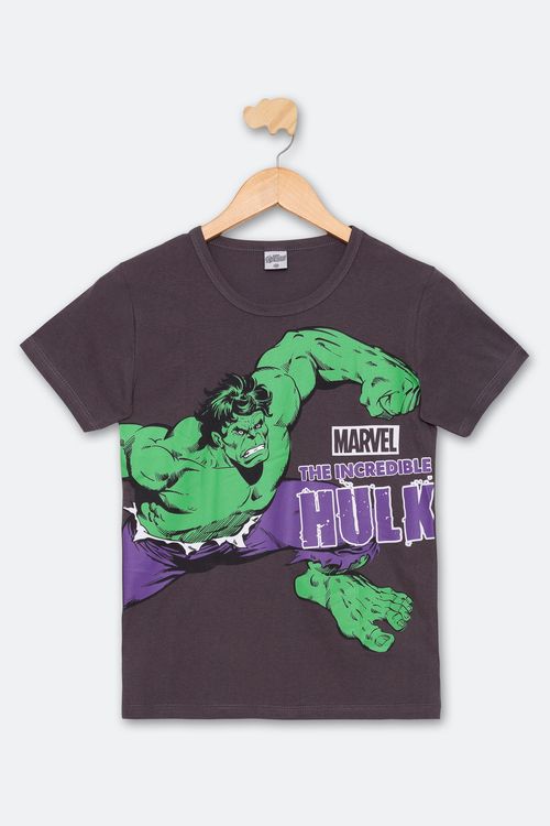 Camiseta Infantil Manga Curta de 10 a 16 anos Hulk Mescla Escuro