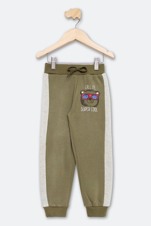 Calça Infantil Menino Moletom Verde Militar Tam 1/3