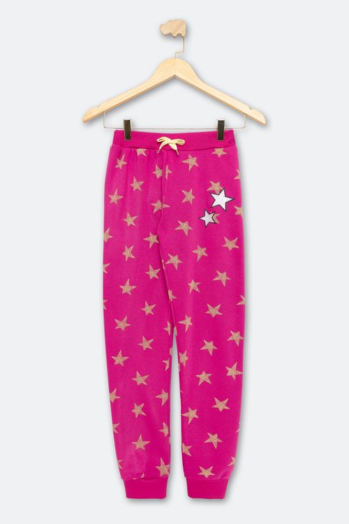 Calça Infantil Menina Fleece Pink Tam 10 a 16