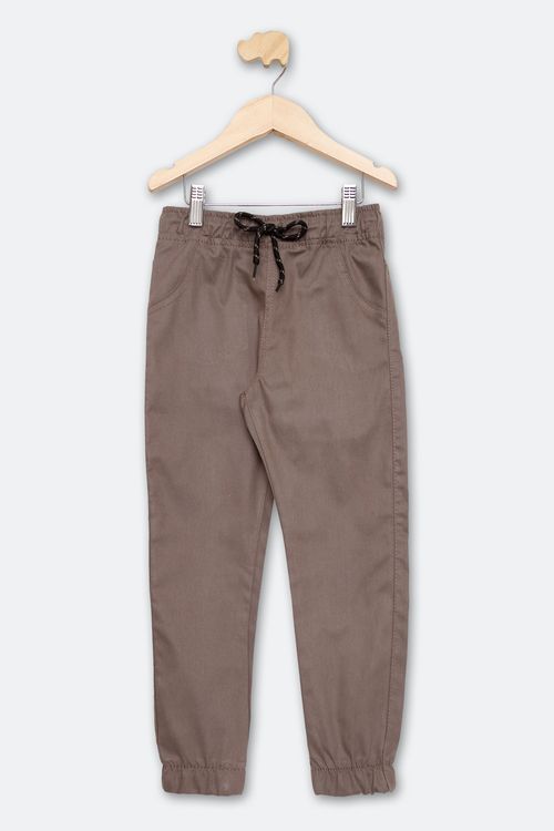 Calça Infantil em Sarja Jogger Marrom Tam 4 a 8