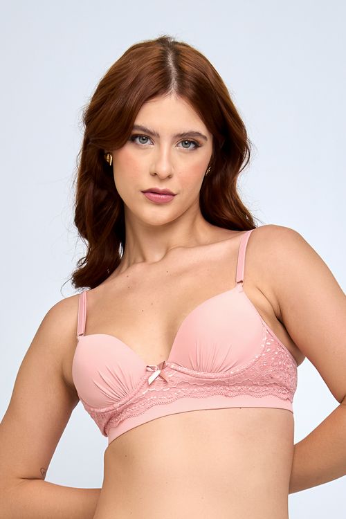 Sutiã Feminino Base Microelast - Rosa Claro