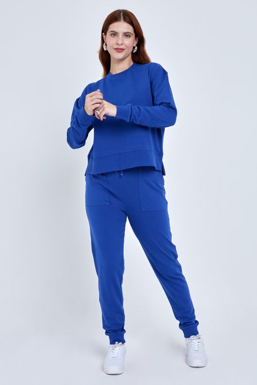 Calça Feminina Jogger Casual Azul