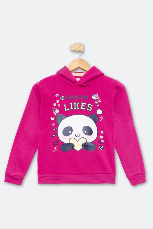 Camisa de Moletom Infantil Menino Fleece Pink Tam 4 a 10