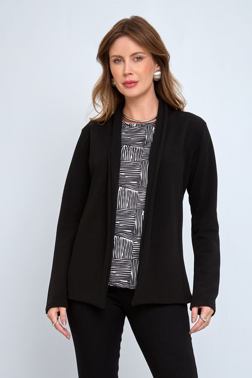 Blazer fem repeat 3381 basico crepe preto