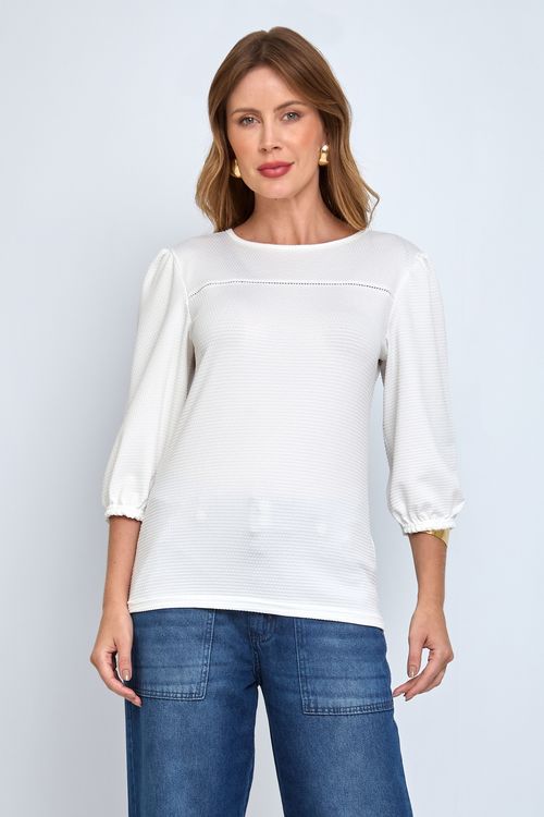 Blusa pipoquinha com guipier 92916 off off white