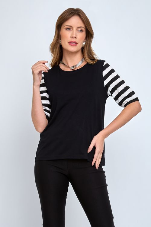 Blusa Feminina Listrada Preto