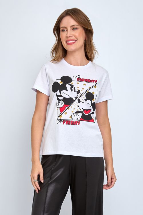 Camiseta fem prom lic mickey week branco